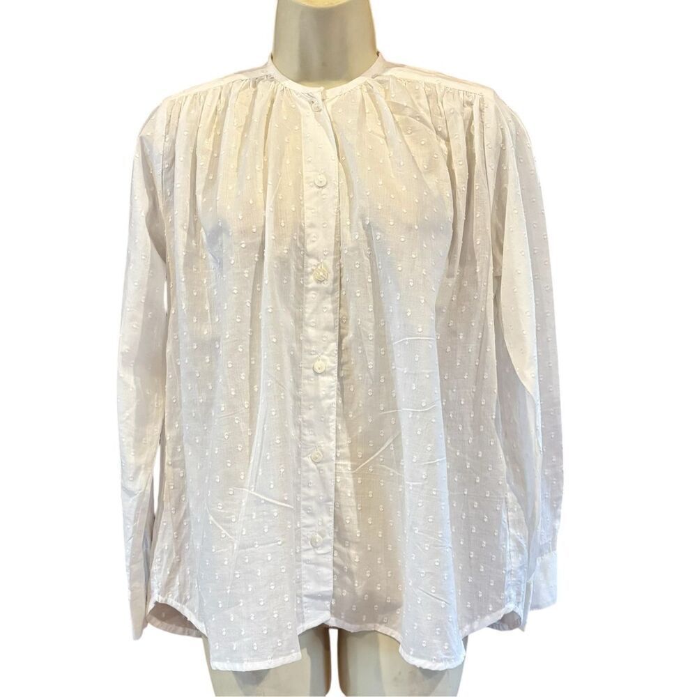 Milly White Eyelet Long Sleeve 100% Cotton Shirt NWT Size XS